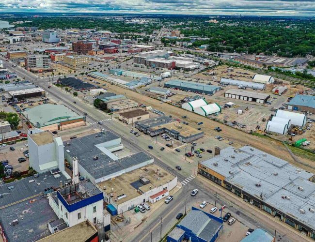 Aerial view of the city