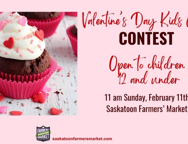 a Valentines cupcake on a advertisement for a kids cake contest