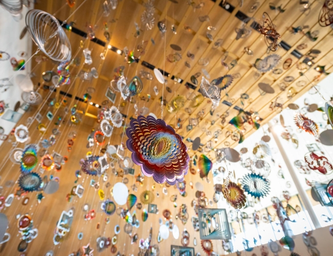 close up of hanging sculptures at Remai Modern