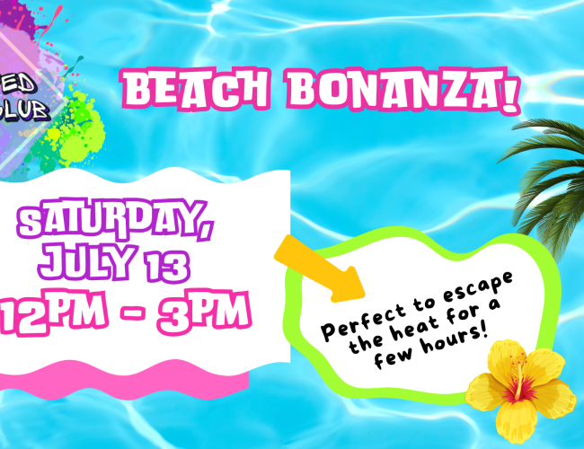 Confed kids club logo with Beach Bonanza text and images