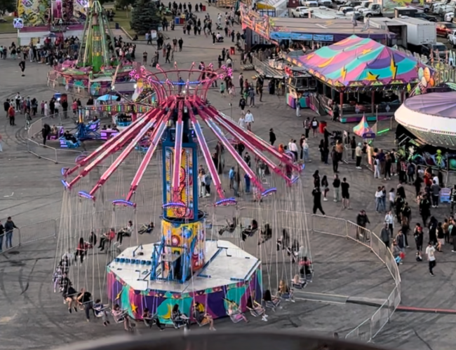 View of the Yo-Yo ride at the Ex from above