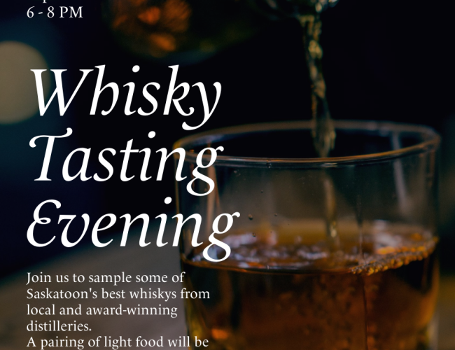 Poster of details and whisky being poured into a short glass.