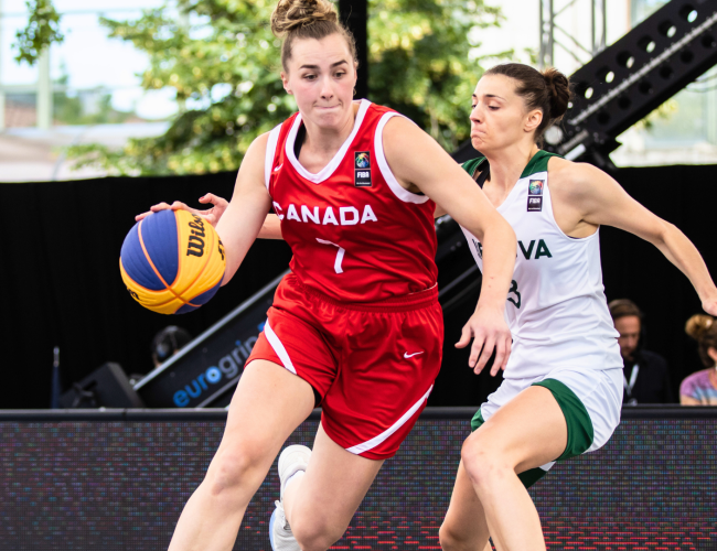 Paige Crozon playing FIBA 3x3 Basketball