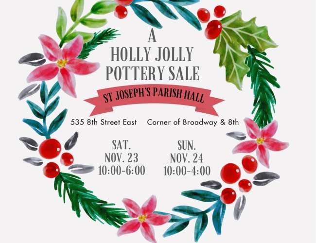 Saskatoon Potters Guild Holly Jolly Pottery Sale, November 23 & 24, 2024, St. Joseph's Parish Hall