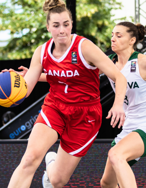 Paige Crozon playing FIBA 3x3 Basketball