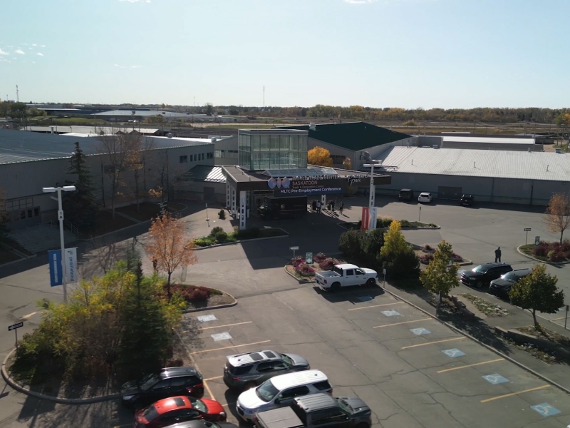 parking lot and building 