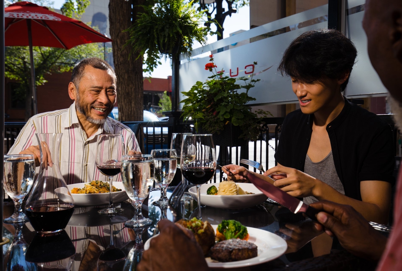 people eating inside 